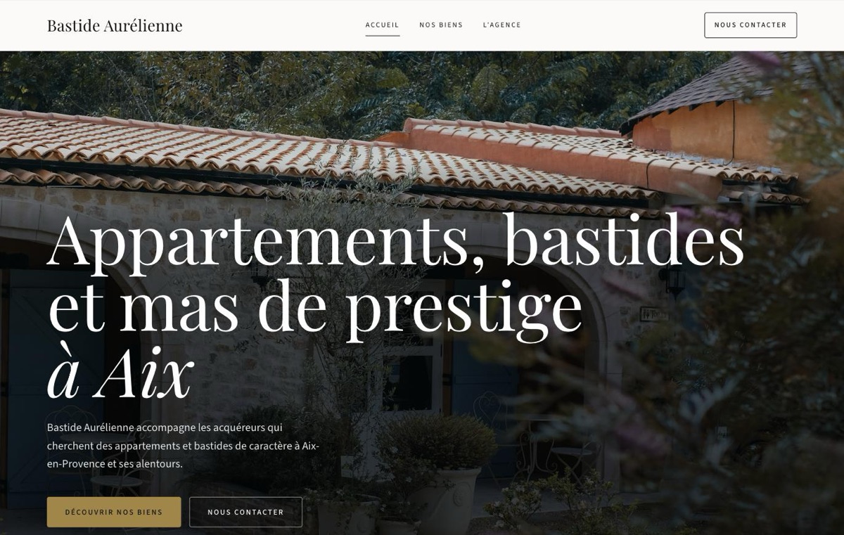 Accueil du site d'exemple Bastide Aurélienne, à Aix-en-Provence